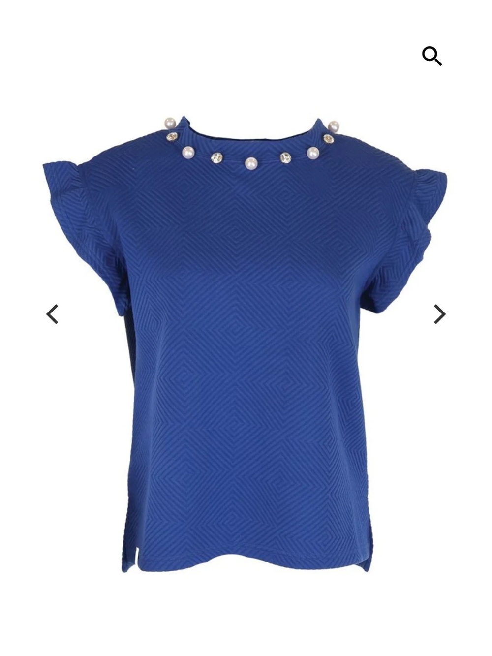 Simply Southern Royal Blue Pearl-Accent Flutter Sleeve Top